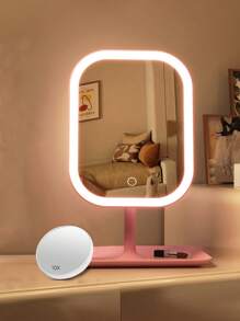 Miroir de maquillage à LED, miroir de vanité avec lumières, miroir de maquillage éclairé à 3 modes d'éclairage, commande tactile, support portable et miroir compact pliable, miroir de maquillage de voyage éclairé, miroir de cosmétique de vanité avec lumières, miroir de maquillage à LED portable rechargeable, cadeau de Noël pour femmes