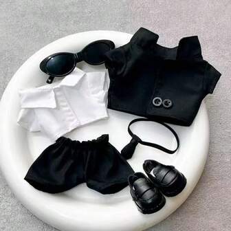 4pcs/Set New 1st 2nd 3rd Generation 15-17cm Labubu Doll Clothes Hangers, Cool Suit Series Set, Labobo Outfit Compatible With Labubu Dolls For Party, Excluding Shoes