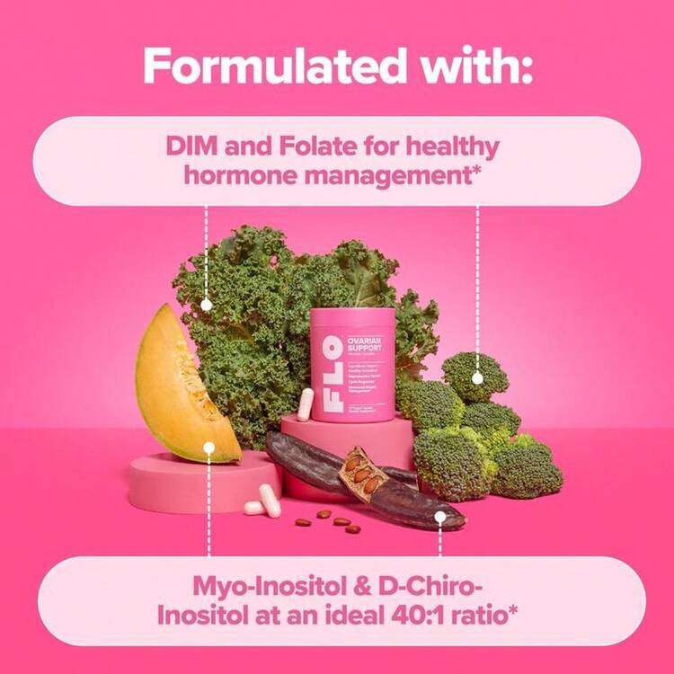 Hormone Balance & Cycle Support Vitamins By FLO: Supplement For Women With Myo-Inositol & D-Chiro-Inositol (40:1 Ratio), DIM, And Folic Acid - 1 gói - Xem 2