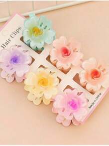 6 Stück Halloween Blumen Muster Party ABS Kunststoff (ABS Harz) 6 Stück Blumen Muster Party ABS Kunststoff (ABS Harz) 6 Stück 4CM bunte kleine Chrysanthemen Haarklammern Blumen Klauen Seitenklauen Halbklauen Hinterkopf Haarklauen Elegante Haarzubehör