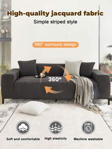 1pc Jacquard Striped Sofa Cover, Modern And Simple, Elastic, Dustproof And Anti Slip, Suitable For Living Rooms, Dining Rooms, Homes, And All Seasons