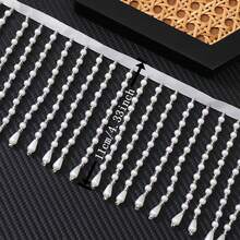 1 Yards Silver Silk Tassel Fringe Trim Pearl Tassle Beaded Lace 11cm Beaded Fringe Ribbon Clothing Curtain Pearl Pendant Tassels