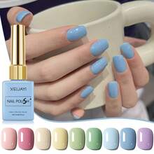 XEIJAYI 9 Pcs 15ml New Popular Macaroon Color Set Nail Gel Polish Semi Permanent Nail Art Soaking UV LED Nail Salon DIY Nail Salon Gel For Spring And Summer - 彩色 - 查看 2
