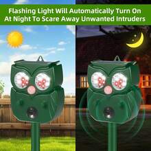Ultrasonic Animal Repellent Outdoor Solar Animal Repeller With 14 LED Flashlight&Motion Sensor, Cat Repellent Deer Repeller  Rabbit Bird Squirrel Skunk For Garden Yard - Green - View 7