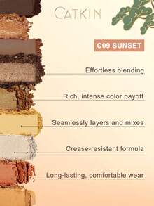 CATKIN 9-Color Eyeshadow Palette - Sunset, Matte And Shimmer Eyeshadows With High Color Payoff - C09 Sunset - View 7