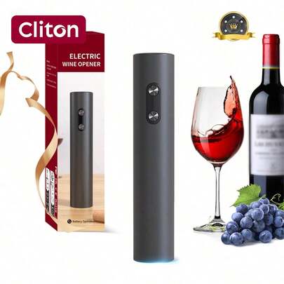CLITON 电动葡萄酒开瓶器，电池供电自动开瓶器，葡萄酒爱好者的礼物，男女皆宜（黑色）