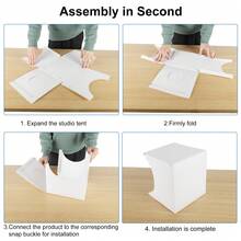 9-Inch Foldable Portable Photography Studio Box, Photography Tent, Selfie Accessories. Equipped With Adjustable Color Temperature LED Lights, Turntable, Mobile Phone Holder, And 6 Color Backgrounds, Suitable For Product Photography And Video Blogging - With stand - View 8