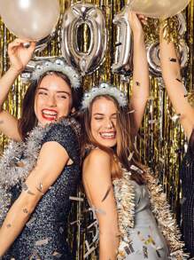 1pc Disco Ball Headbands Silver Disco Costume Headpieces 70s Vintage Headbands For Women Birthday Party Accessory Halloween Cosplay Party Supplies For Women, Ideal As High-End Holiday Gift Halloween Accessories