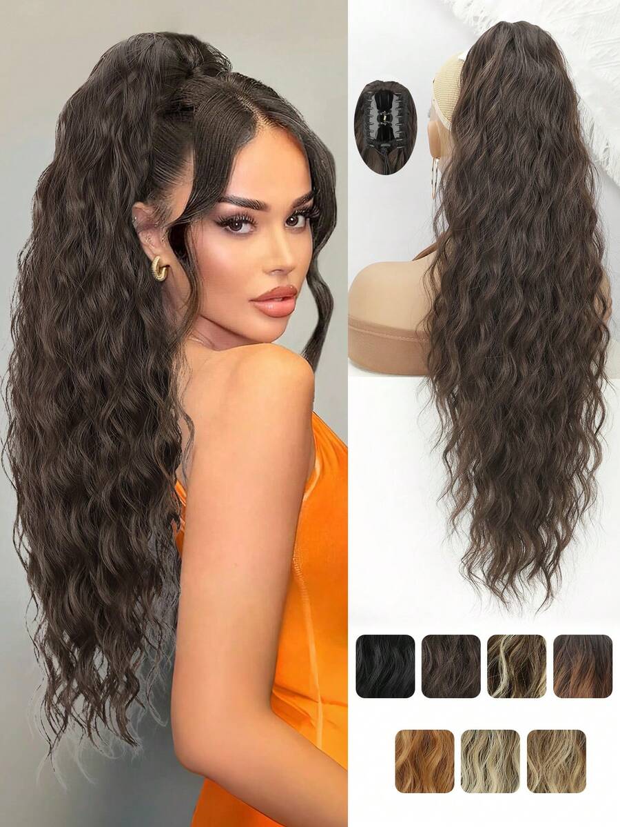 Ponytail Extension, Claw Clip Ponytail Extension For Women Long Wavy Pony Tails Hair Extensions Fluffy Natural Looking Synthetic 30 Inch Clip In Ponytail Hairpiece For Daily Use - Multicolor - View 1