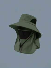 1pc Unisex Sun Protection Outdoor Fishing Cap, Wide Brim Anti-UV Neck Cover For Hiking, Fishing, And Other Outdoor Activities