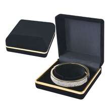 Black Velvet Jewelry Gift Box, Velvet Travel Jewelry Box, Soft Interior Lining, Durable Fabric Exterior, Jewelry Box For Ring, Bangle, Bracelet, Jewelry Display Props|Wedding Gift Essentials|Jewery Box