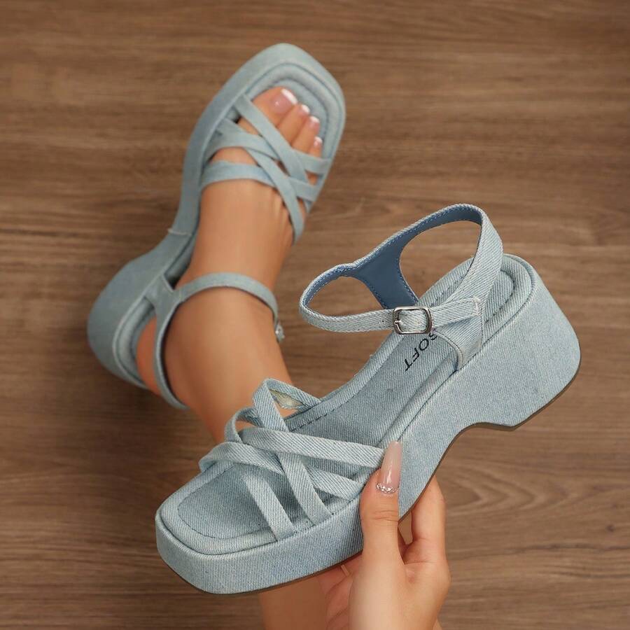 Women's Wedge Sandals Adjustable Buckle Strap Platform Wedge Shoes Open Toe Casual Daily Sandals