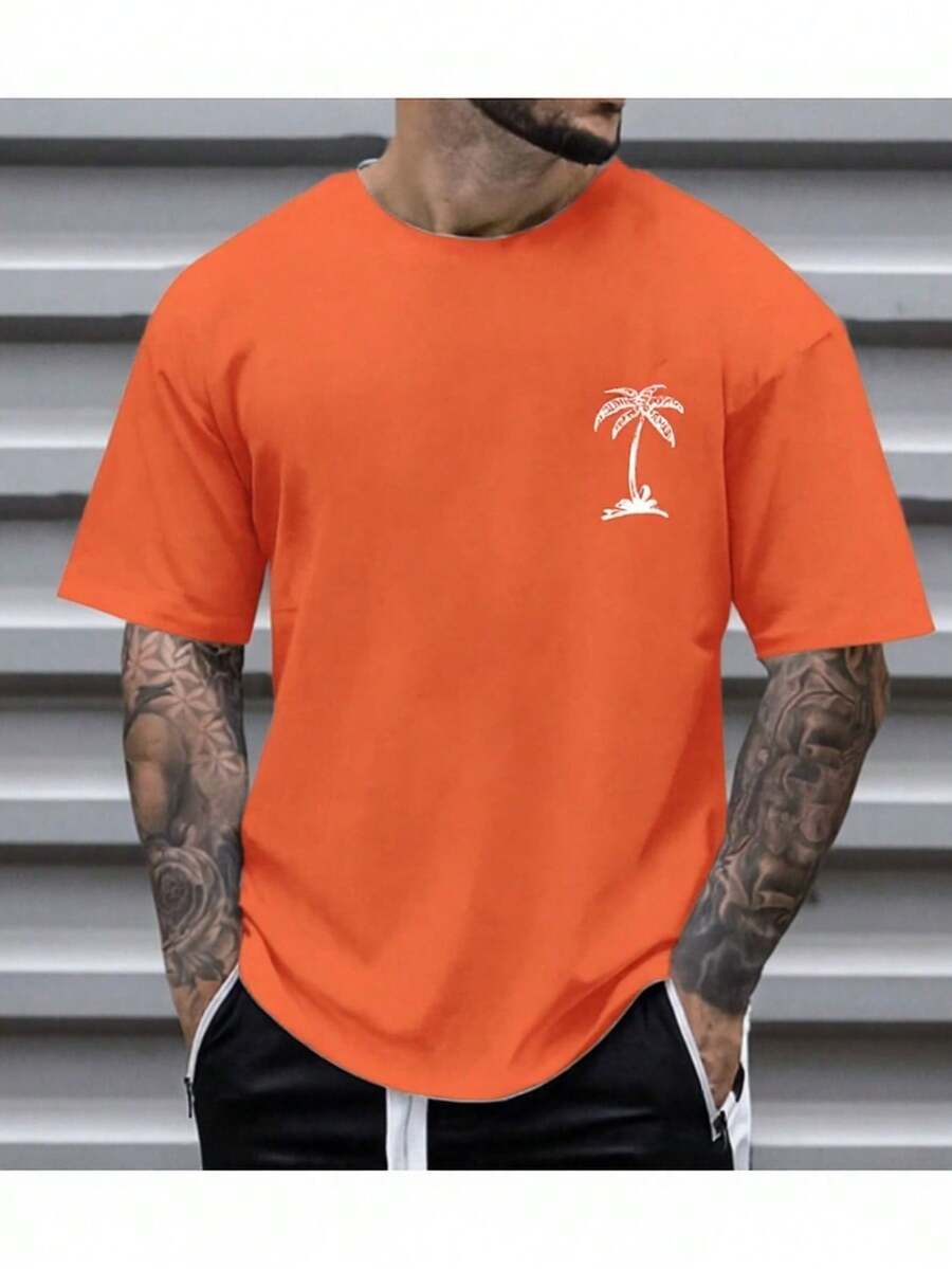 Men's Oversized Coconut Tree T-Shirt 100% Cotton From S To Plus Size G3 - trái cam - Xem 1