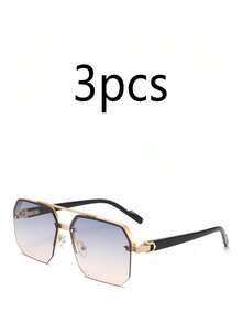 3副男女通用金属时尚眼镜，半框双梁休闲时尚眼镜，适合夏季防晒、海滩度假、户外运动、聚会、驾驶、钓鱼、骑行、购物和摄影 - 彩色 - 查看 22