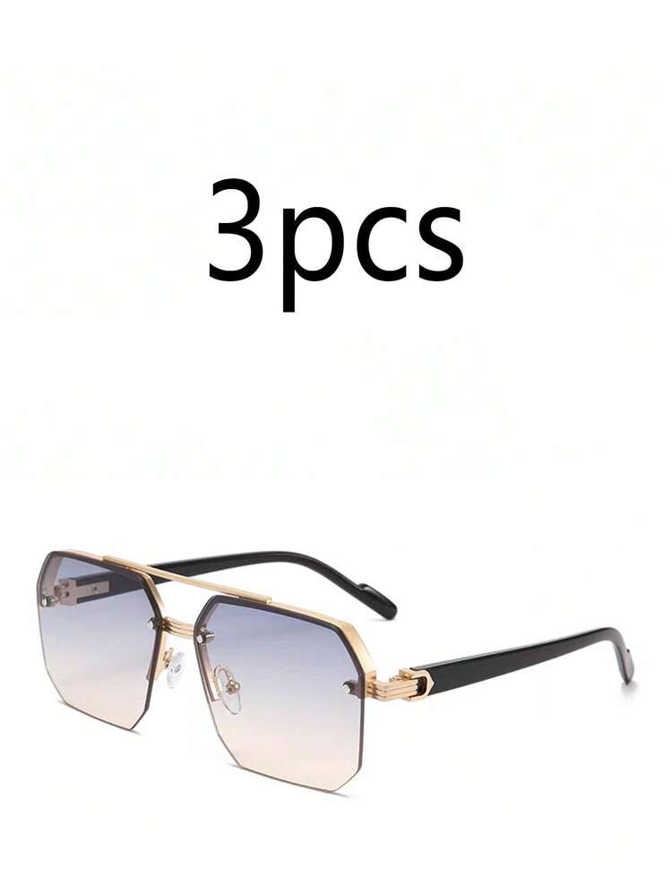 3副男女通用金属时尚眼镜，半框双梁休闲时尚眼镜，适合夏季防晒、海滩度假、户外运动、聚会、驾驶、钓鱼、骑行、购物和摄影 - 彩色 - 查看 22