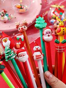 10 bolígrafos de gel navideños, diseños de dibujos animados con temas navideños surtidos, bolígrafos neutros con diseños lindos de Papá Noel, renos, muñeco de nieve, árbol de Navidad y calcetines navideños, perfectos para obsequios de fiesta, recompensas en el aula, suministros de oficina, regalo divertido para amigos y artículos de papelería