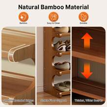 LOVEWE 5/6 Tiers Shoe Rack, Bamboo Shoe Rack, Wooden Shoe Storage Organizers, Shoe Tower For 18 Pairs, Easy To Assemble, Space Saving, Shoe Rack For Front Door Entrance, Entryway, Living Room, Bedroom, Garage - 4層 - 查看 4
