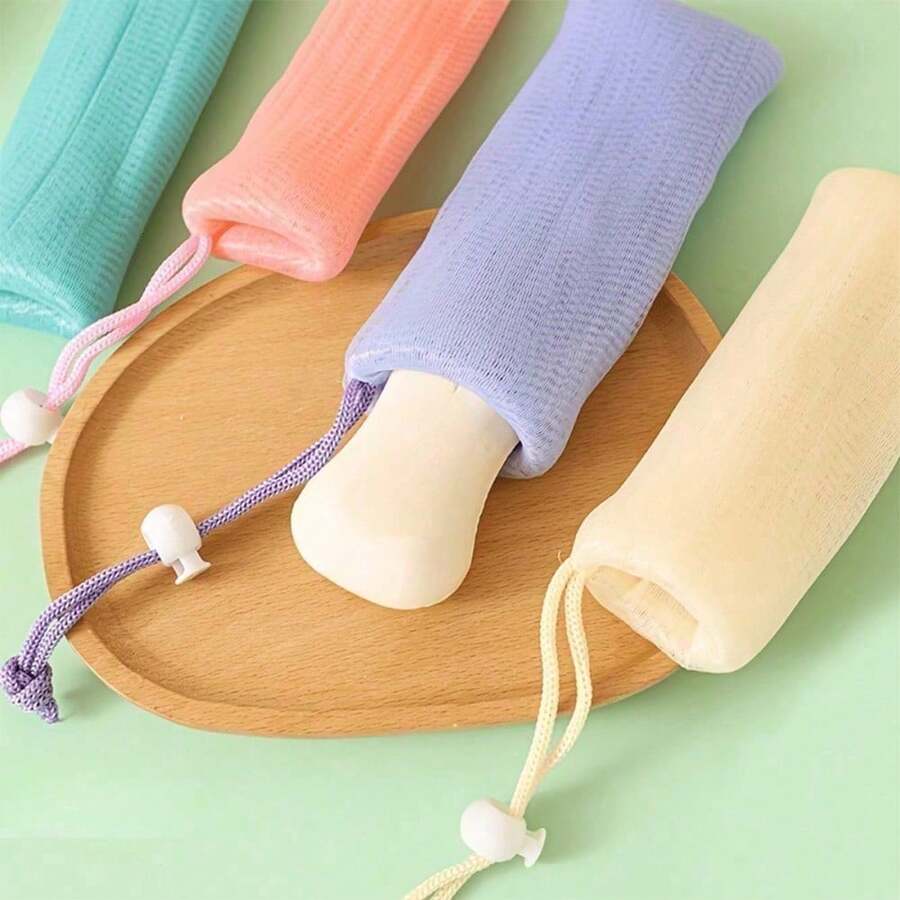 1 件/4 件去角质网状香皂收纳袋，加厚抽绳洁面泡沫袋，保持香皂清新洁净，适用于浴室、旅行、露营、大学宿舍、极简主义、学生、男士、女士、旅行配件、返校用品、宿舍必需品 - Multicolor - 查看 1