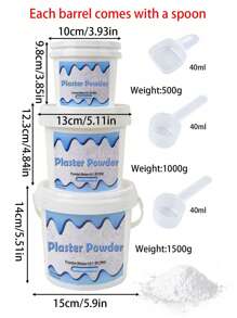 500克/1000克/1500克高密度石膏粉，适用于DIY雕塑模具、花瓶制作、铸造生产，桶装石膏粉，4.4磅/6磅/7磅
