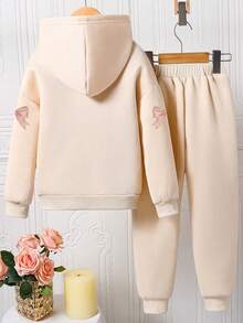 Conjunto de sudadera con cuello redondo y leggings con estampado de dibujos animados para niña preadolescente