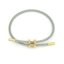 1pc Adjustable Stainless Steel Wire Rope Bracelet, 3D Hard Gold Plated - Adjustable Hand Strap - View 14
