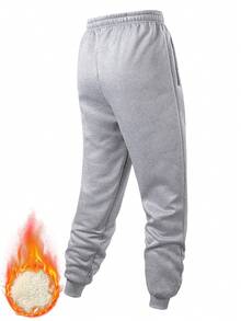 Calça de Moletom Casual com Forro Térmico Reforçado para Homens, Outono e Inverno