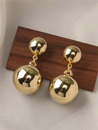 一对金属球流苏长吊坠耳环，复古欧美风格珠宝礼物，适合女士