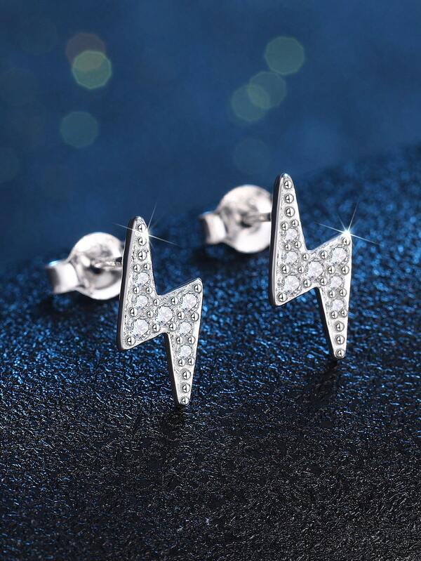 1 paire de boucles d'oreilles cloutées en argent sterling 925 avec cubic zirconia cubique. Bijoux d'oreille pour mariage et anniversaire, cadeau de bijoux fins pour femmes