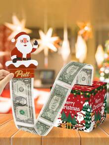 1 set cutie cadou extractibilă cu bani de Crăciun fericit, cutie cadou surpriză Moș Crăciun, decorațiune de Crăciun, ornamente de Crăciun, suport distractiv pentru bani surpriză pentru prieteni, iubite, soții, surori, accesoriu perfect pentru petrecerea de sărbători, cadou de petrecere de Crăciun, favoare pentru petrecerea de sărbători, decor de Crăciun - roșu - Vizualizare 3