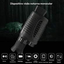 Monóculo de visão noturna para caça, acampamento e observação da vida selvagem, e câmera de vigilância IP54 à prova d'água com infravermelho de 7 níveis e visão noturna ajustável - Preto - Visão 4
