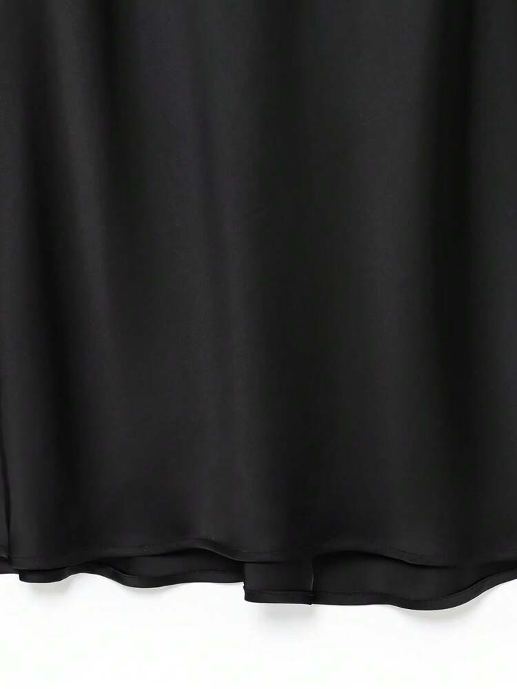 DEEKA 新款性感V领缎面露背吊带裙，优雅派对/活动内衣风假日礼服，黑色夏季款 - 黑色 - 查看 7