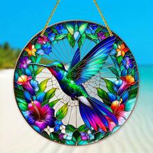 2D Flat, 8inch Bohemian Hummingbird Garden Sun Catcher - Colorful Acrylic Wall Hanging Decoration With Vivid Floral Design, Perfect For Halloween, Christmas, Thanksgiving And Porch Decorations |   Vivid Wall Art |   Detailed Craftsmanship, 2D Plan View - A - Xem 7
