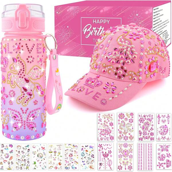 Regalos para niñas de 4, 5, 6, 7, 8, 9, 10 y 11 años: decora tu propia gorra de béisbol con lindas pegatinas de unicornio. Manualidades divertidas para niños de 4, 6, 8 y 10 años. Juguetes y regalos para cumpleaños y Navidad.