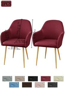 1件/2件/4件/6件装纯色牛奶丝新款弧形薄款座椅套，经典简约设计，防水（非100%防水），防尘，适用于客厅、餐厅、书房等场所，100%涤纶薄款弧形椅套，房间装饰 - 彩色 - 查看 36