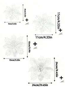 2pcs/6pcs/10pcs Glitter Christmas Poinsettia Flowers, Hollow Sparkly Ornaments For Christmas Tree, Wreath, Holiday Decor, Party Supplies,Christmas