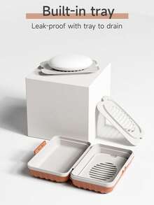 Minimalist Soap Dish, Rectangular Plastic Soap Box With Cover, Draining Soap Tray, Rectangular Plastic Soap Rack, Bathroom Soap Holder, Covered Soap Box, Bathroom Draining Soap Dish, Minimalist Soap Box Storage Rack, Bathroom Accessories, Home Bathroom Decor, Autumn Decor, Back To School - MultiWarna - View 4
