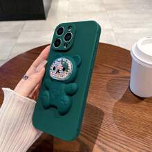 1 件泰迪熊支架手机壳，奢华纯色硅胶手机壳带挂绳，适用于三星、Apple 11/12/13/14/15/16 Pro Max、三星 S22/23/24/25+ UA04/A05/A14/A15/A24/A25/A34/A54 SA56/A36/A26、Honor 70/90/400/X56789abc、Redmi Note 14/13/12/1 Pro 防水防震防摔防刮