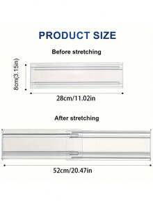 قطعتان من منظم الأدراج القابل للتعديل - مقسمات شفافة قابلة للسحب متعددة الاستخدامات مثالية لتنظيم المطابخ والغرف والخزائن، حواجز متحركة متينة وأنيقة لحلول تخزين منزلية فعالة، مثالية لتنظيم العطلات والاستخدام اليومي، عزز مساحتك بأناقة وظيفية وحياة خالية من الفوضى.