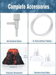 水族箱火山装饰套件,水族箱鱼缸玻璃容器造景逼真的山脉,配有气石增氧器气管配件,用于供氧 - 彩色 - 查看 13
