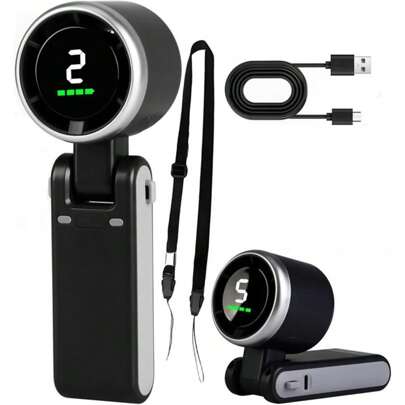 SULVGO 3-In-1Portable Handheld/Turbo Fan,5-Speed High-Speed Cooling With 3600mAh Battery & Digital Display, Foldable USB/Type-C Rechargeable Mini Fan For Camping, Travel, Indoor/Outdoor