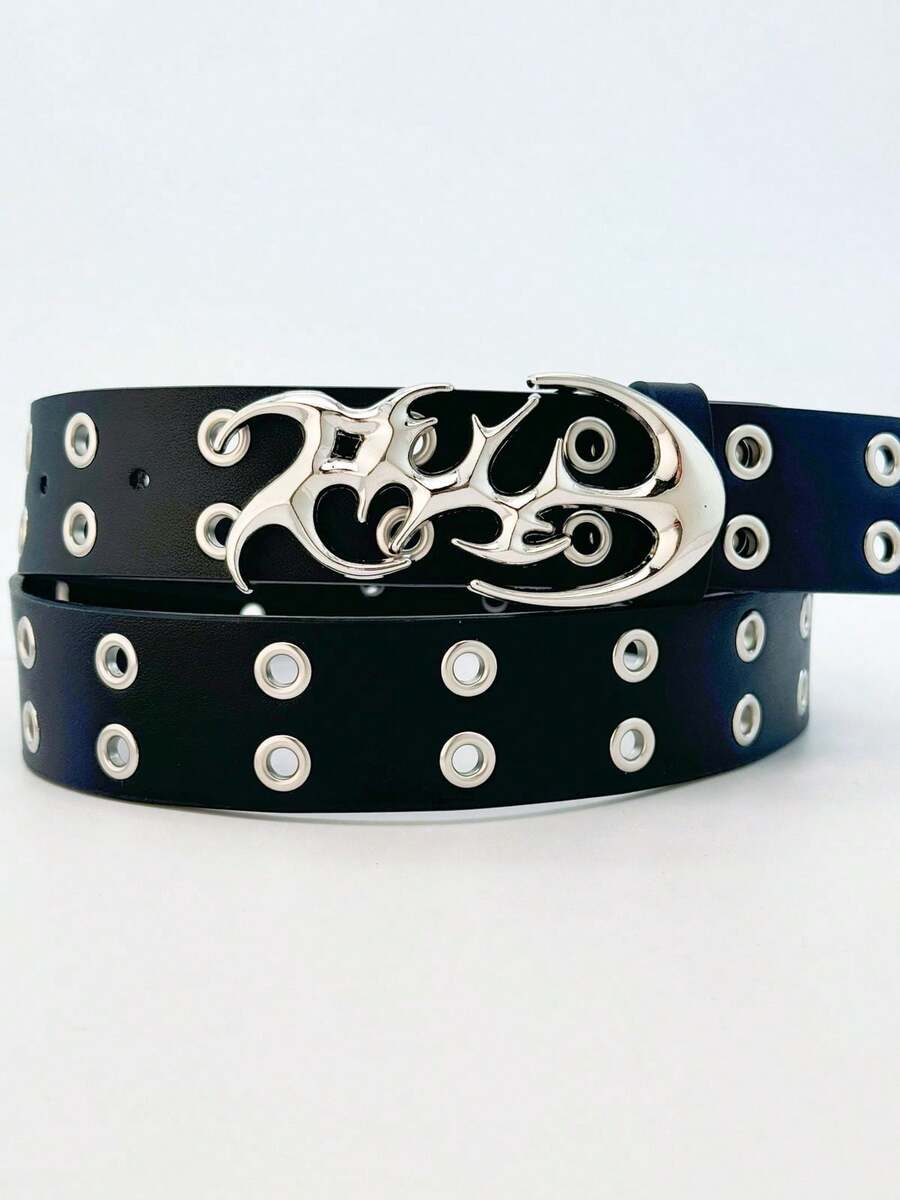 Unisex Punk Hollow Out Y2K Belt For Muscular And Female - Modern Eyelet - màu đen - Xem 1