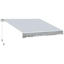 12' X 8' Patio Awning Manual Retractable Sunshade W/ Crank Handle, Light Grey - mặc định - Xem 3