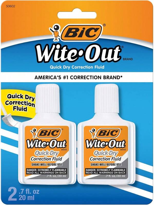 Bic Wite-Out Quick Dry Correction Fluid - - White Color Writeout - White-Out By BIC