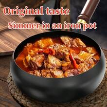 Uncoated Iron Pot With Lid, Large Capacity Non-Stick Chinese-Style Iron Pot, Multi-Functional Frying Pan, Can Be Used For Soup Cooking, Stir-Frying, Even Heating, Suitable For Any Stove, Suitable For Hotels, Restaurants, Outdoor Camping, Picnics, Gifts. Christmas Gift, Cookware Set - Multicolor - View 4