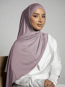 1 chiếc khăn quàng cổ mềm mại và thanh lịch màu trơn, khăn trùm đầu đa năng thoải mái bằng vải viscose dành cho nữ, thích hợp để mặc hàng ngày cho trang phục - Roland Tím - Xem 3