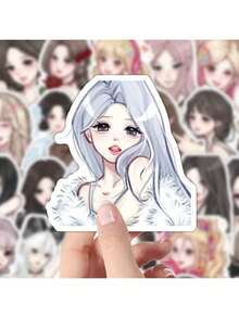 66pcs Anime Stickers - 60pcs Cute Anime Girl Stickers | Cartoon First Love Girl Stickers, Suitable For Phone Cases, Desktops, Cups, Glass And Other Decorations - Mixing Colors - View 7