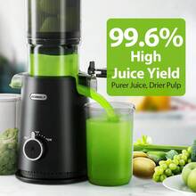 Juicer | 4.35" Wide Mouth | Whole Fruit No Cut | Slow Press Tech | Higher Juice Yield | Easy Clean Brush | Perfect For Morning Drinks #KitchenUpgrade - US A Type Plug(110-127V) - View 2