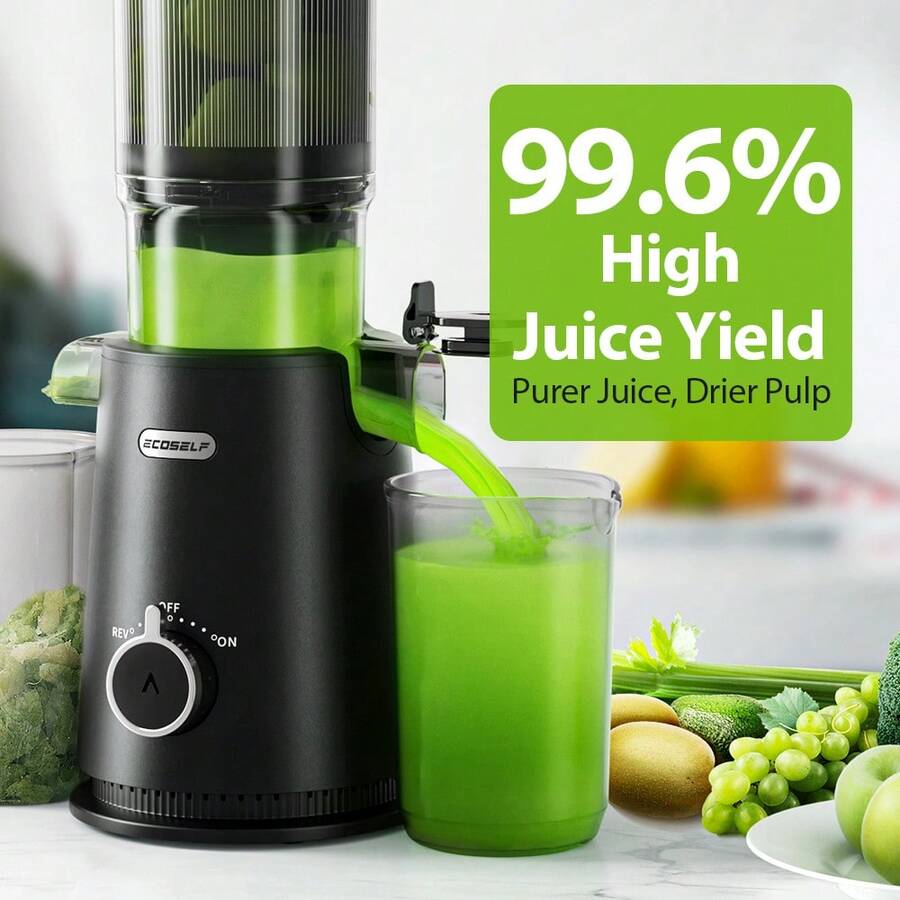 Juicer | 4.35" Wide Mouth | Whole Fruit No Cut | Slow Press Tech | Higher Juice Yield | Easy Clean Brush | Perfect For Morning Drinks #KitchenUpgrade