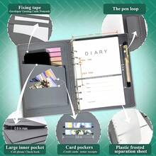A5 Binder Refillable Notebook - Elegant Hardcover, 160 Pages Of 100G Thick Paper, 6-Ring Design With Pen Loop And Pockets - Ideal For Writing, Travel, Work, And School (Pink)-209586 - Hồng - Xem 4