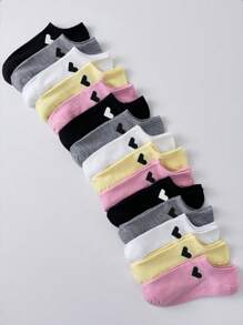 6/9/15 paia di calzini unisex multicolore alla moda e versatili, calzini alla caviglia traspiranti a forma di cuore, calzini invisibili, calzini casual minimali a taglio basso, assorbenti l'umidità, adatti per tutte le stagioni e occasioni